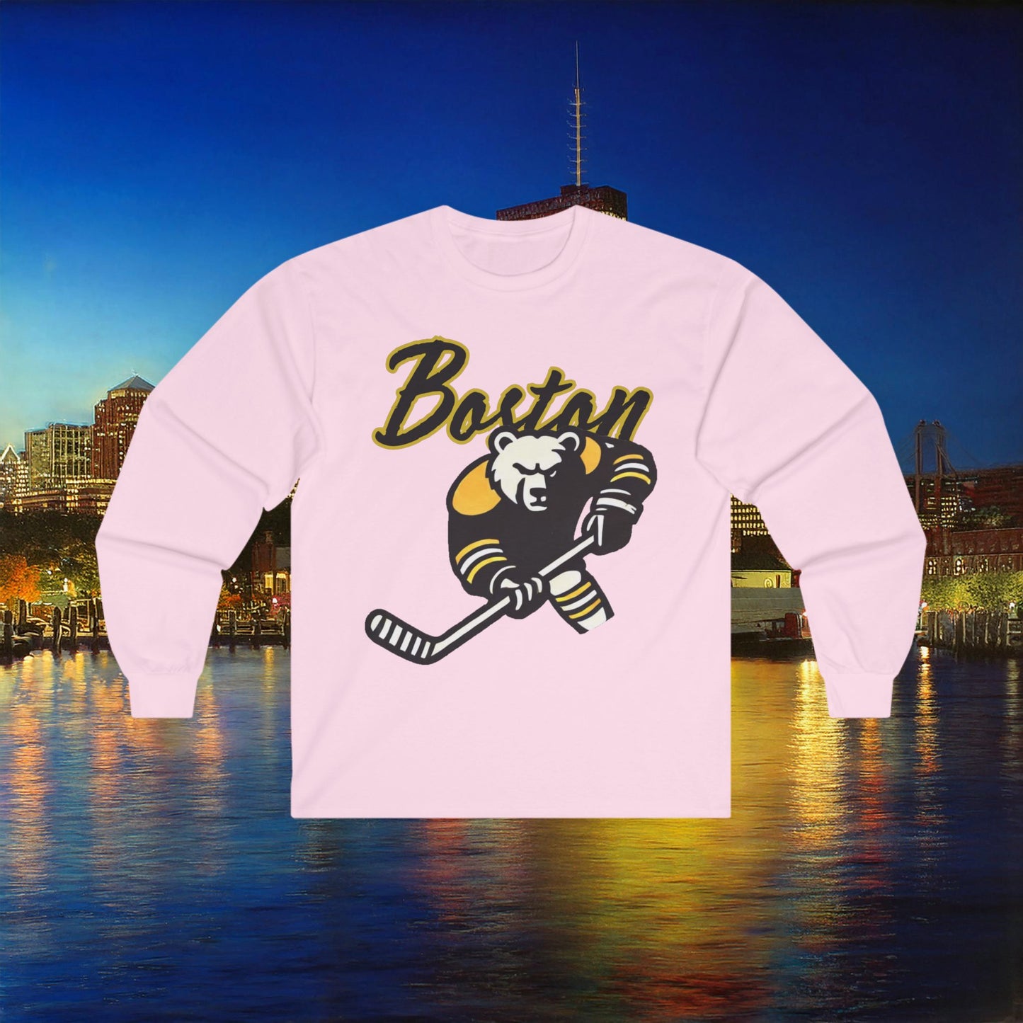 Boston Hockey Bear Long Sleeve Tee