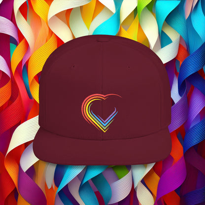 Rainbow Heart Flat Bill Snapback