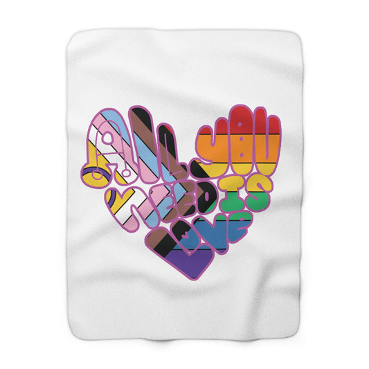 The "All You Need Is Love" Sherpa Fleece Blanket