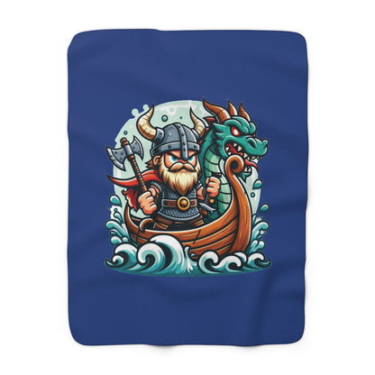 Viking and Dragon Sherpa Fleece Blanket