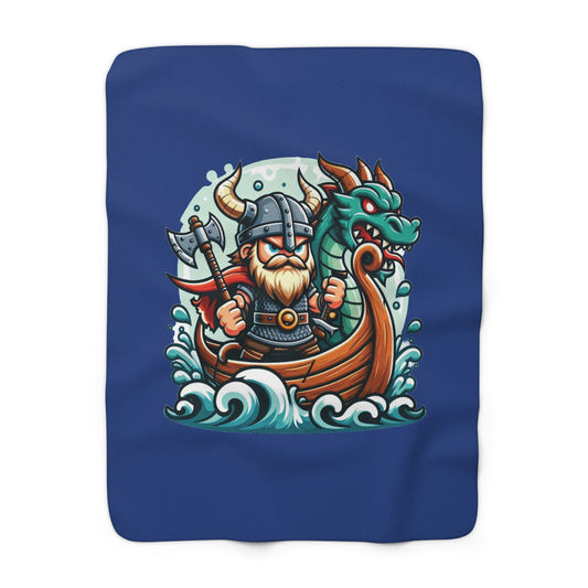 Viking and Dragon Sherpa Fleece Blanket