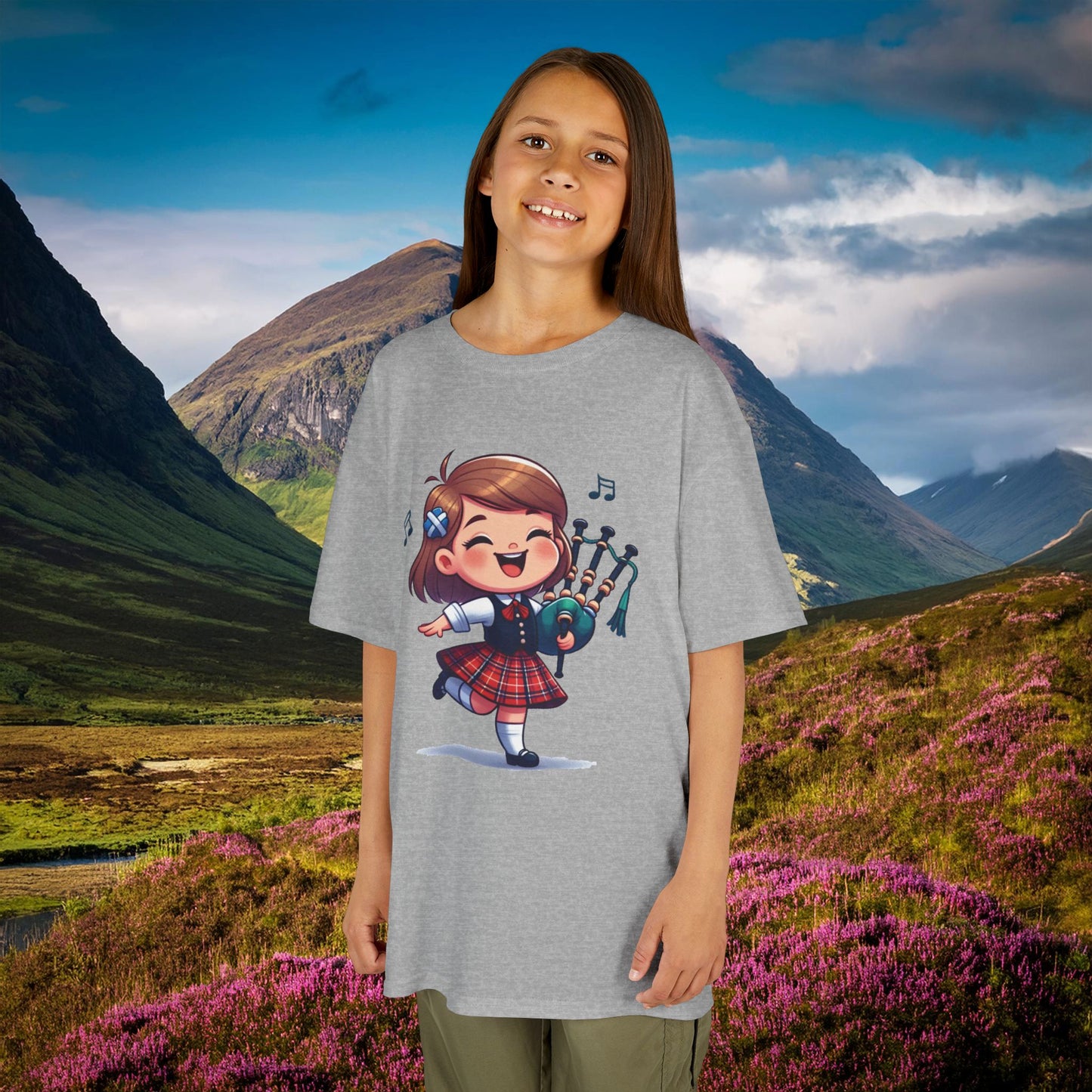 Scotland Piper Lassie Kids Tee