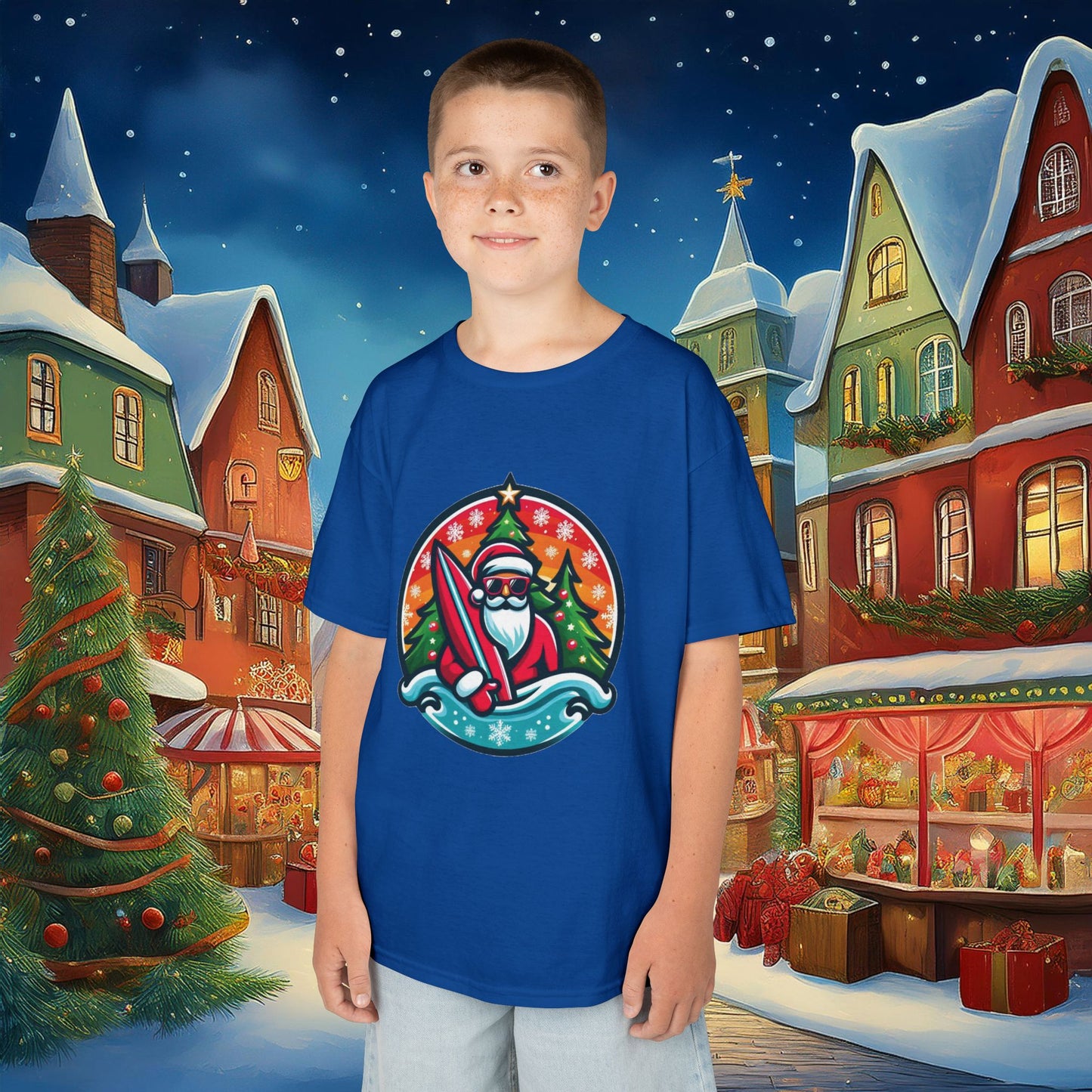 Catching Waves Santa Kids Tee