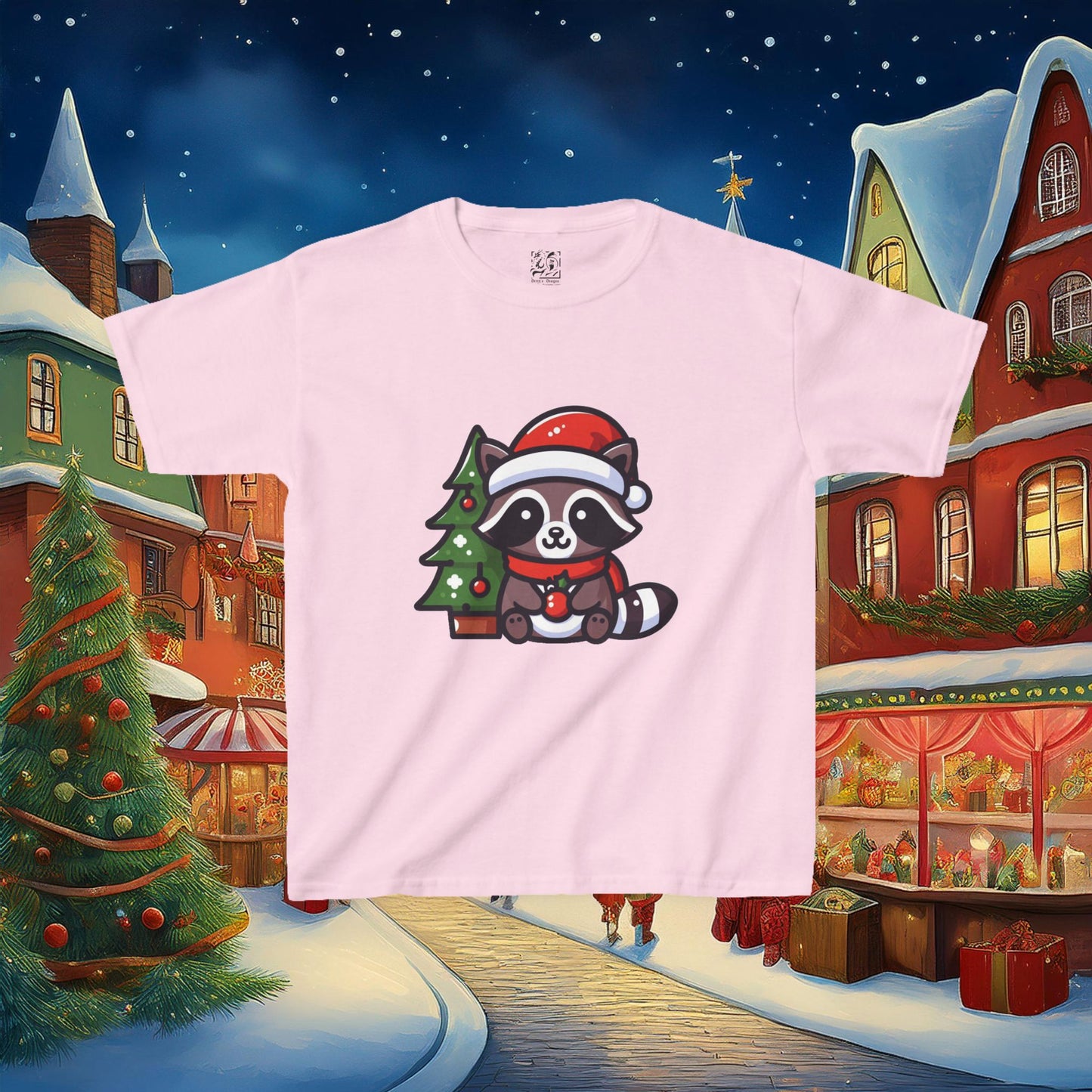 Christmas Raccoon Kids Tee