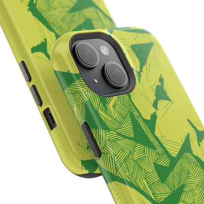 Electric Green and Gold Impact-Resistant Phone Case