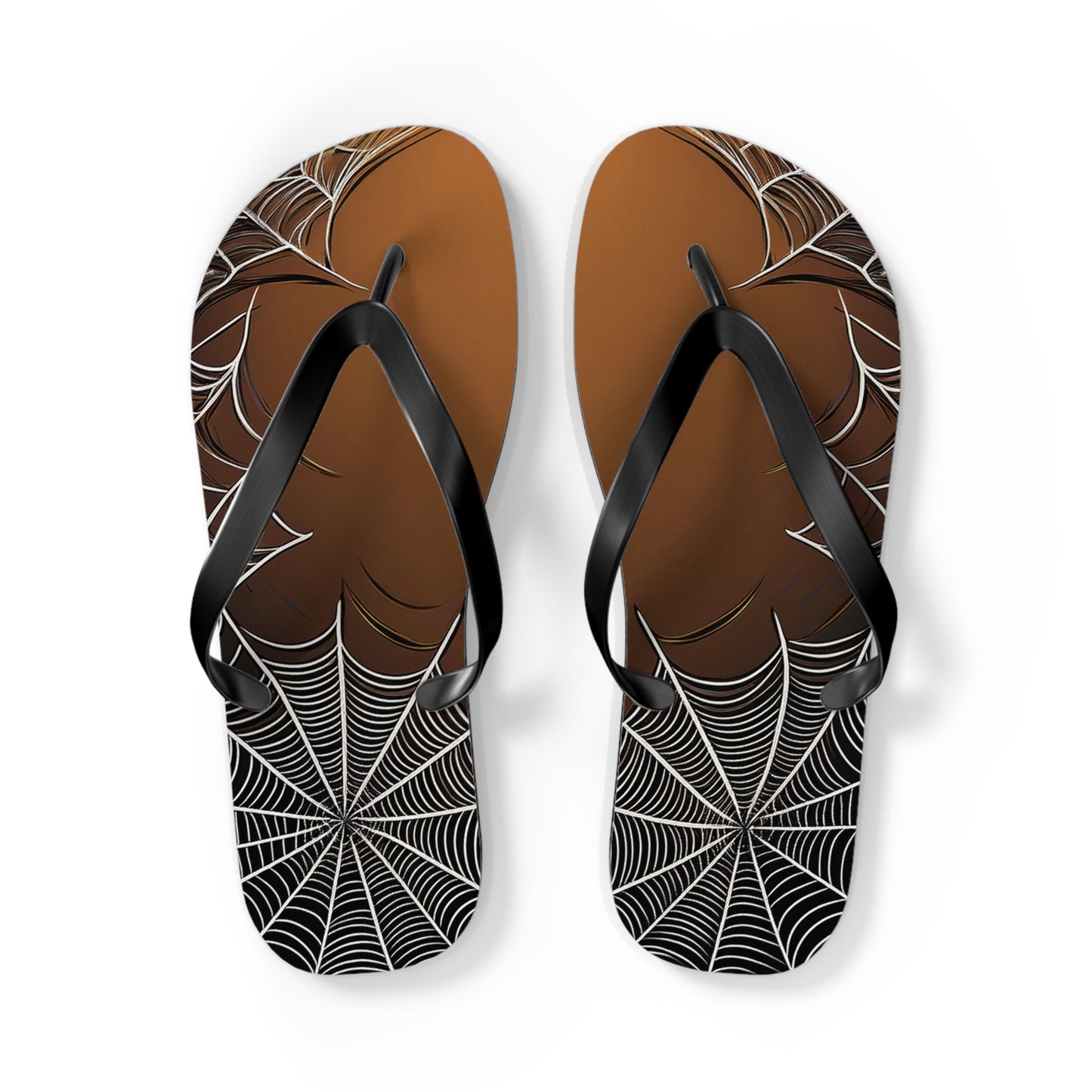 Golden Spider Web Flip Flops