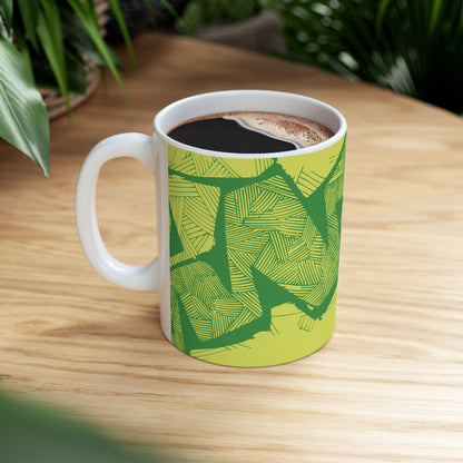 Electric Green and Gold Retro Newcastle Ceramic Mug, (11oz, 15oz)