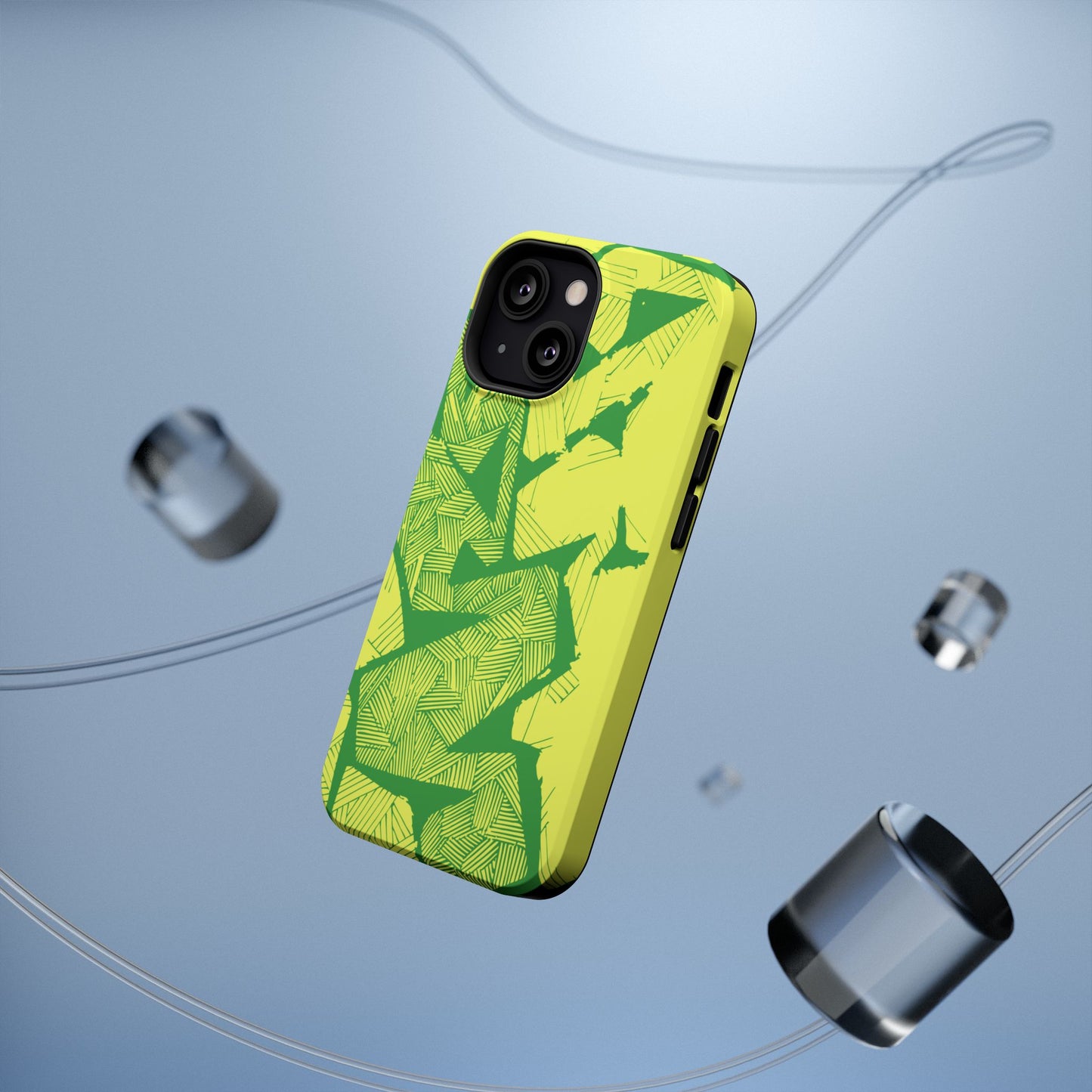 Electric Green and Gold Impact-Resistant Phone Case