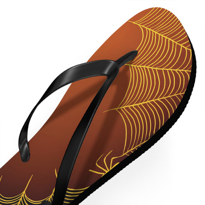 Orange Spider Web Flip Flops