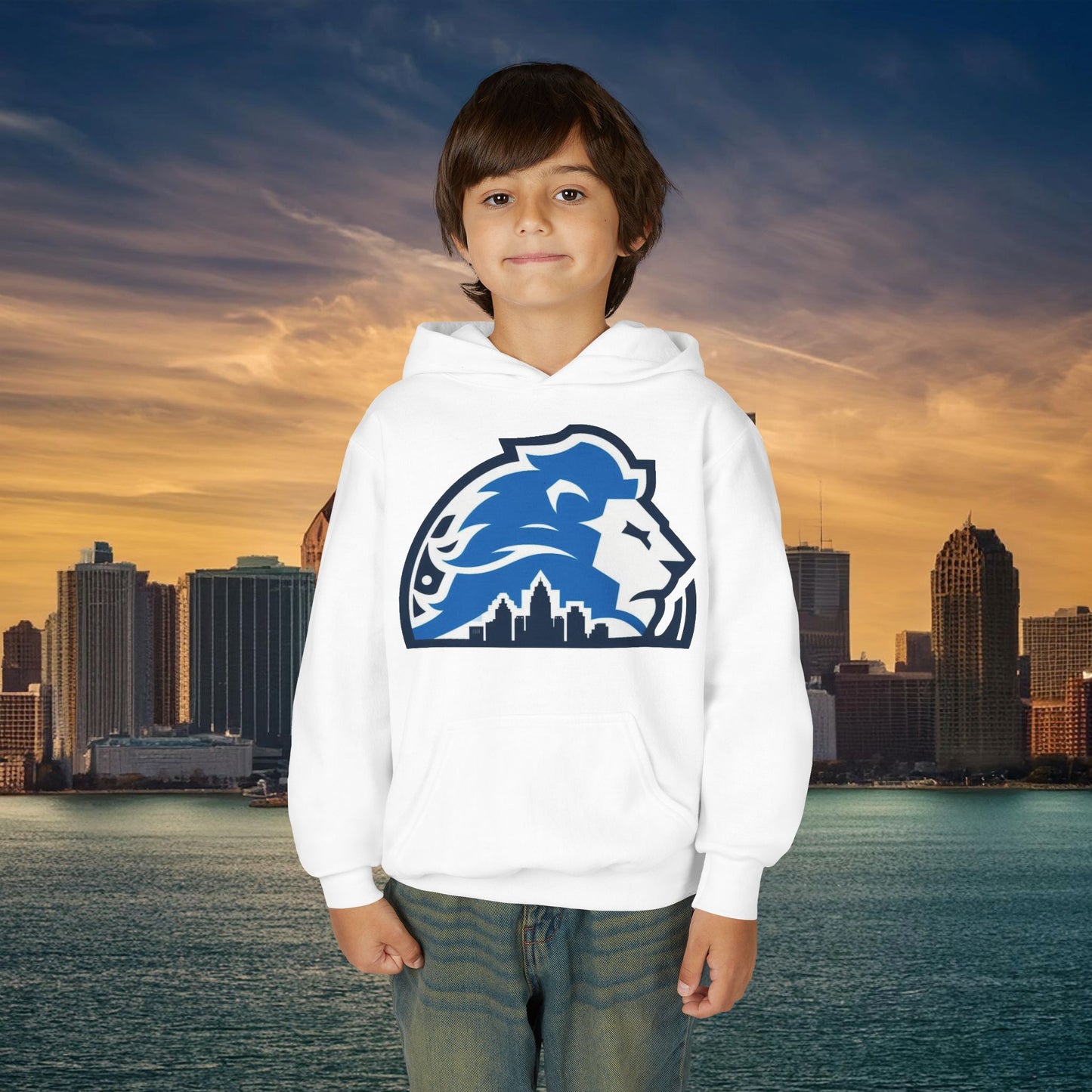 Detroit Football Skyline Youth Hoodie