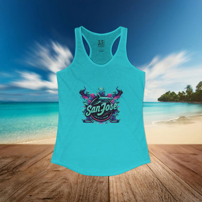 San Jose Hockey Neon Women's Ideal Racerback Tank