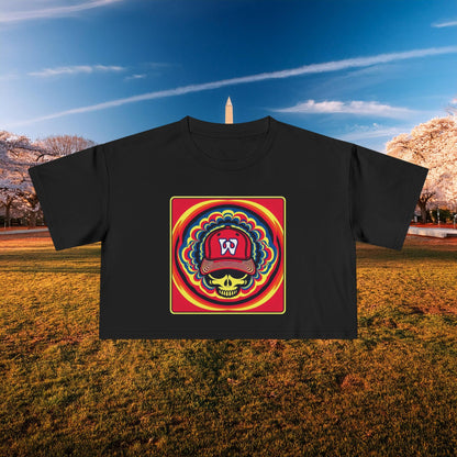 Psychedelic Funky W Skull Women's Crop Tee