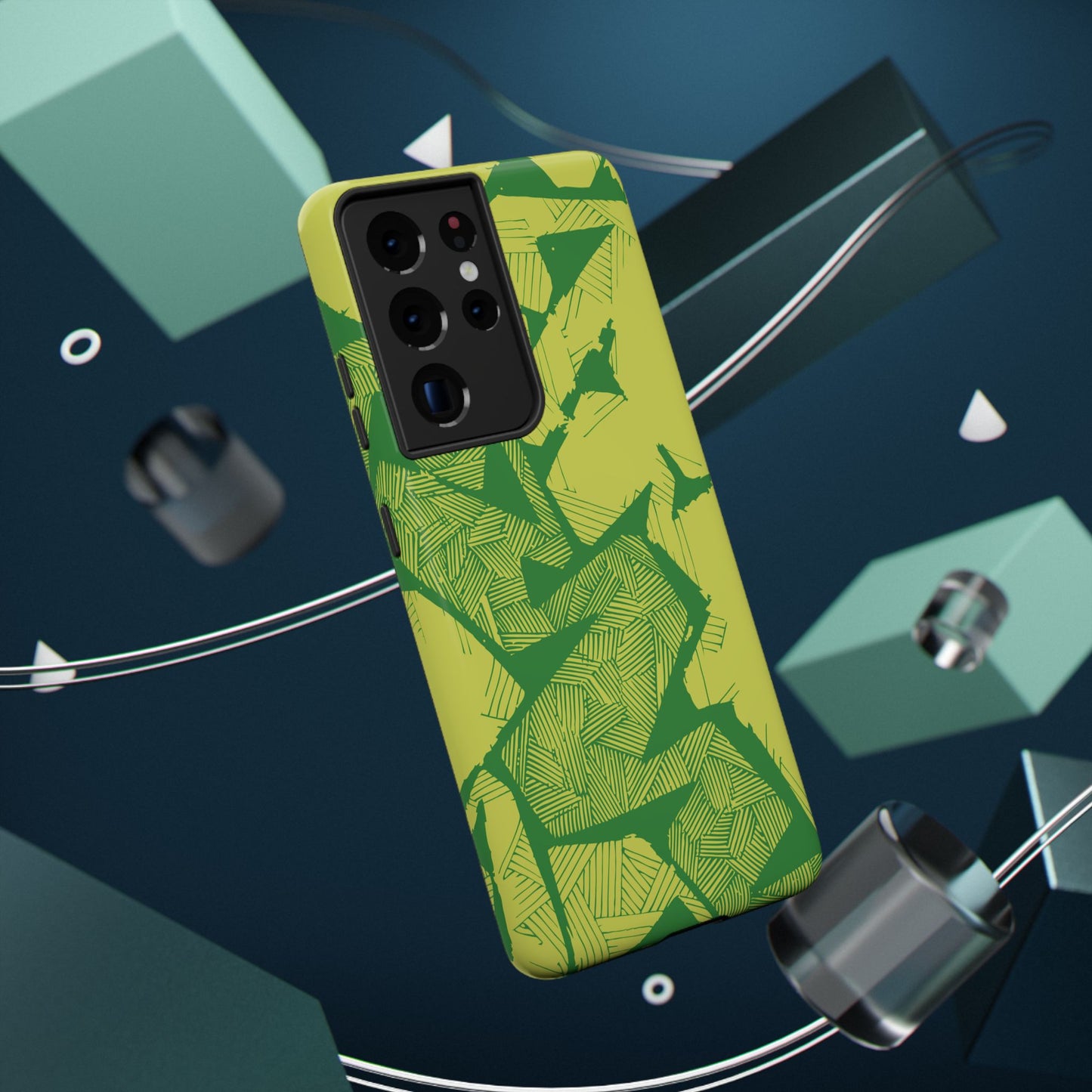 Electric Green and Gold Impact-Resistant Phone Case