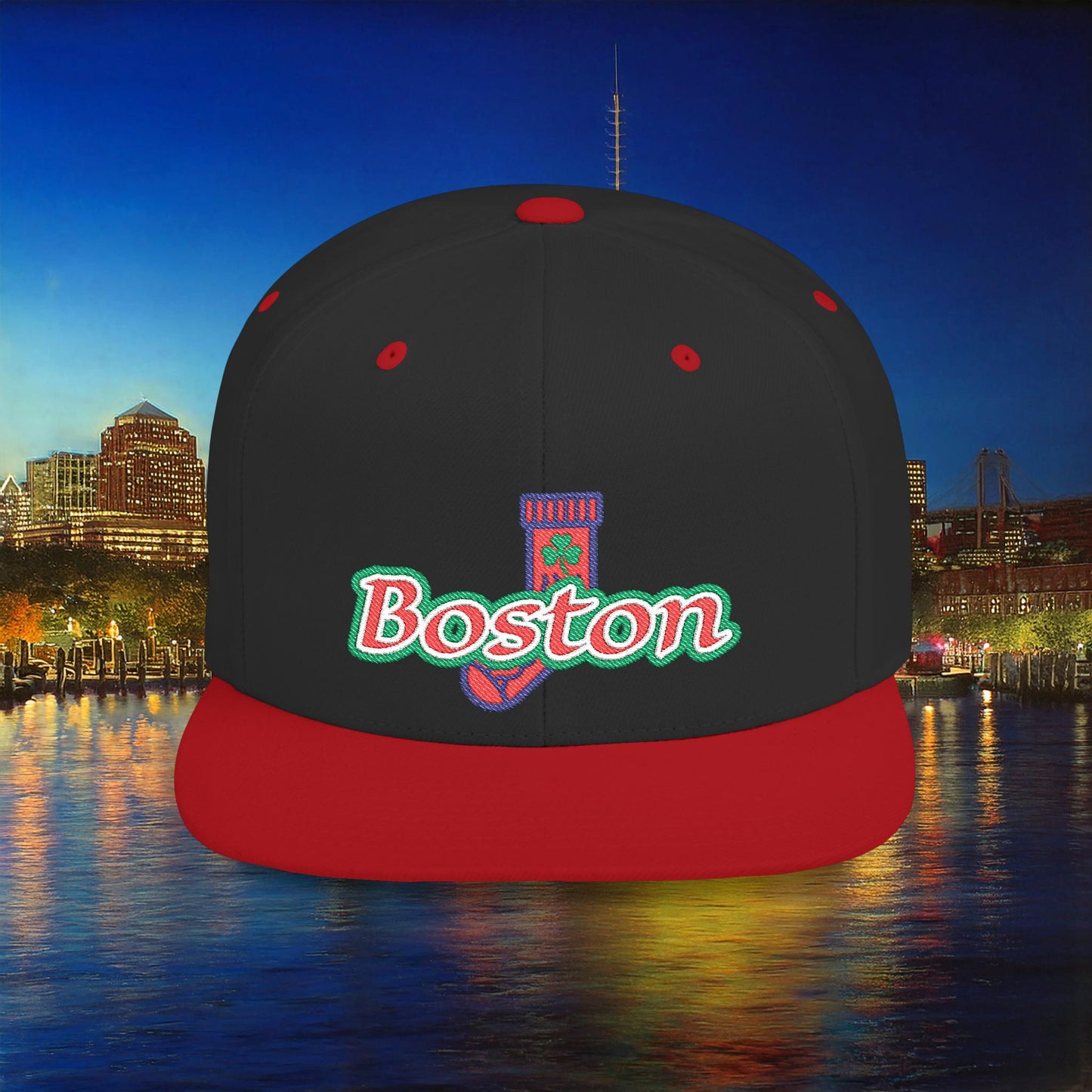 Boston Cable Knit Irish Sock Flat Bill Snapback