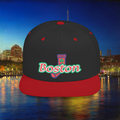 Boston Cable Knit Irish Sock Flat Bill Snapback