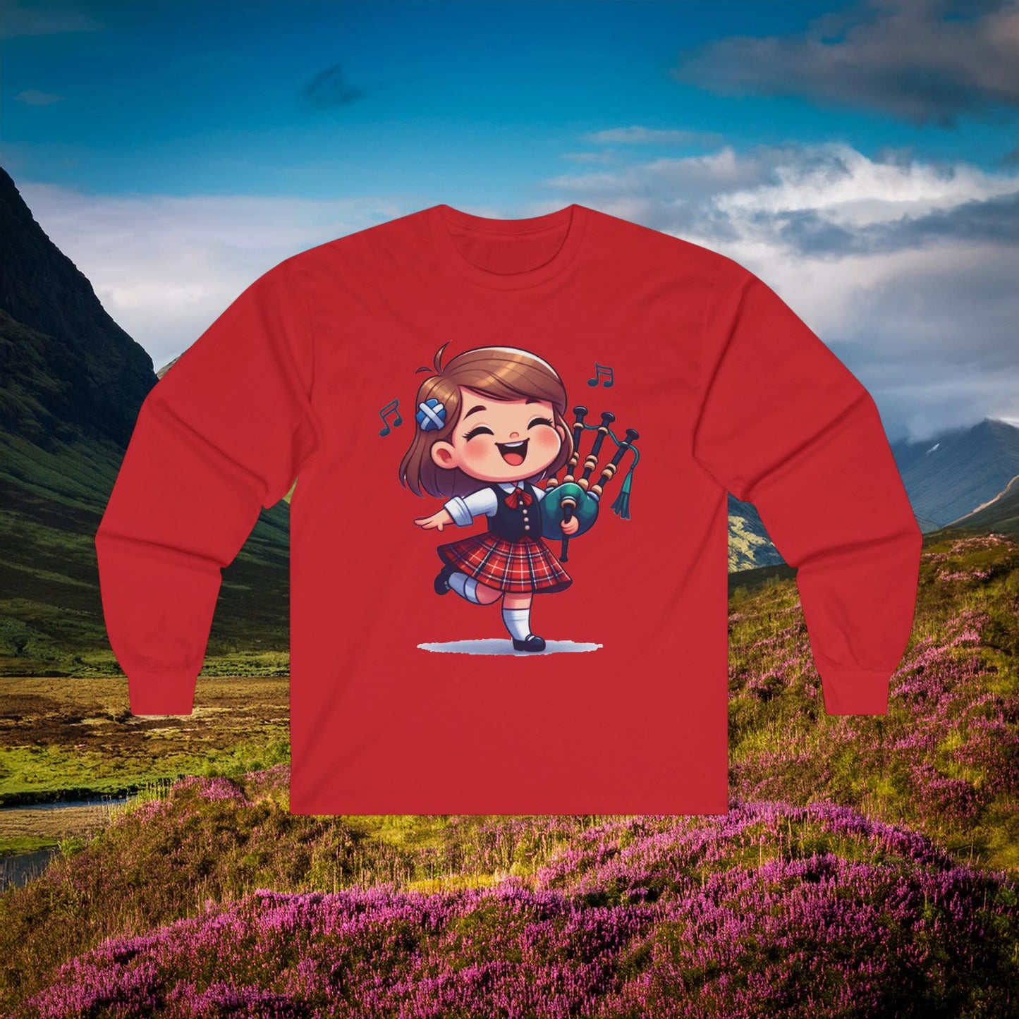 Scotland Piper Lassie Long Sleeve Tee