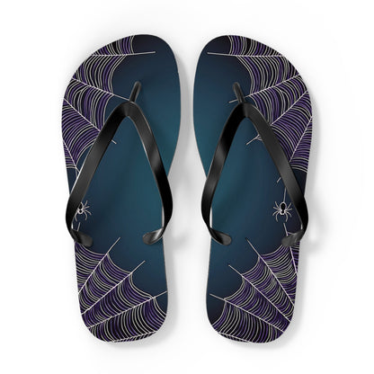 Blue Spider Web Flip Flops