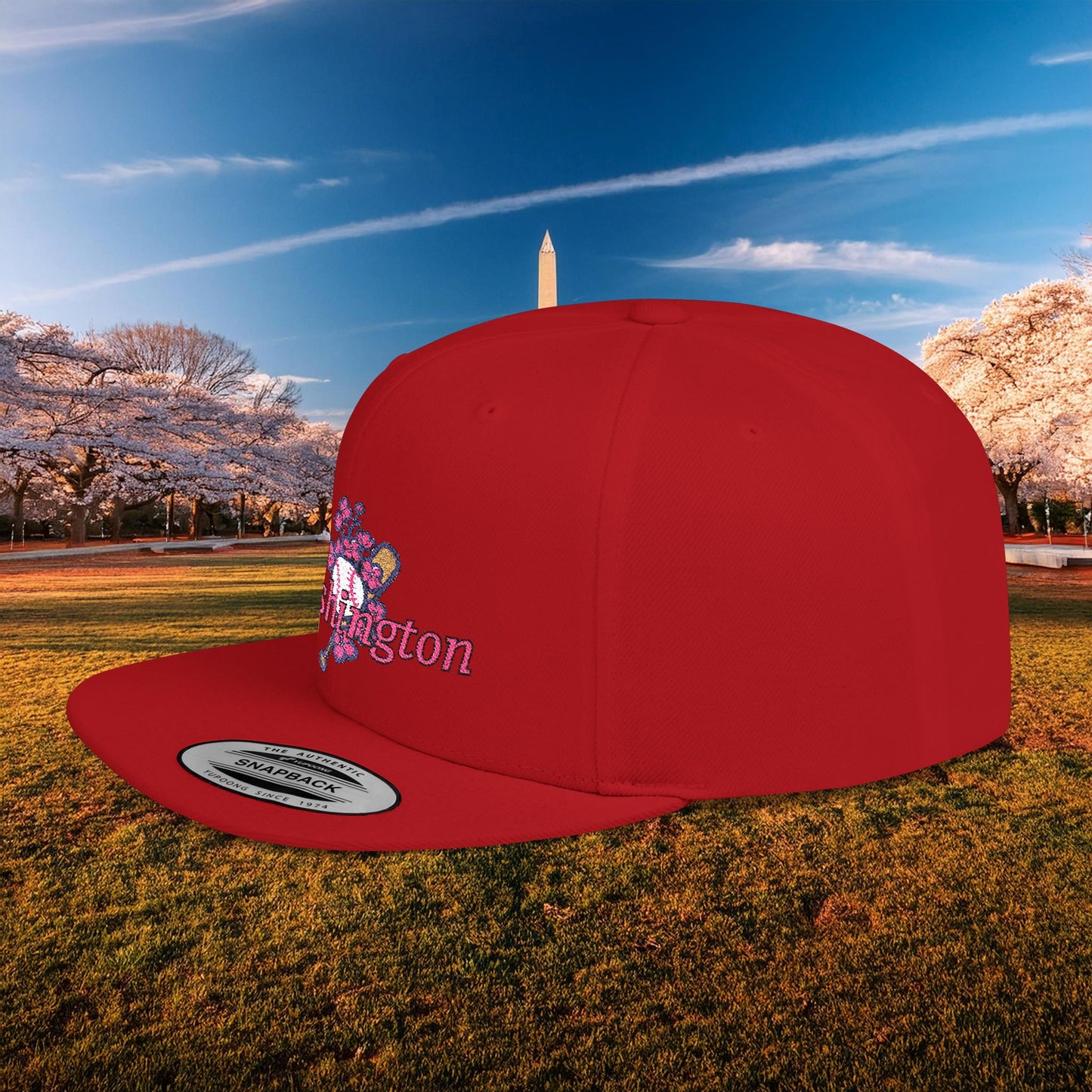 Washington Cherry Blossom Flat Bill Snapback