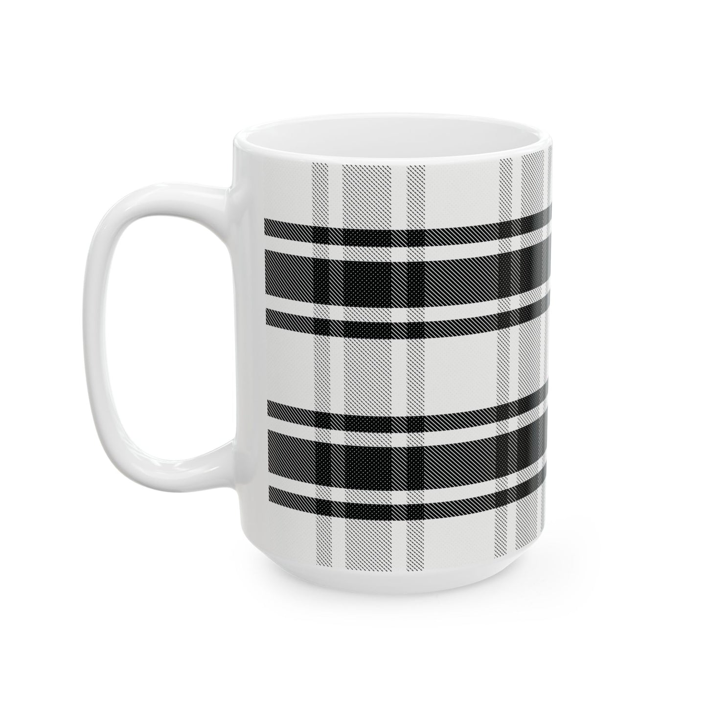 Black & White Plaid Ceramic Mug (11oz/15oz)