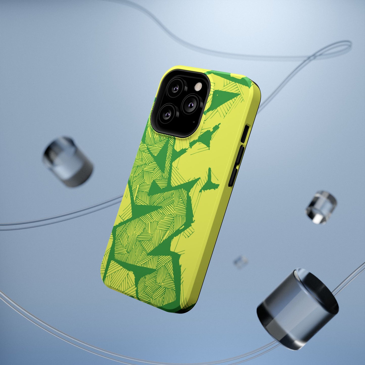 Electric Green and Gold Impact-Resistant Phone Case