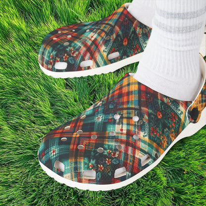 Floral Plaid Foam Clogs