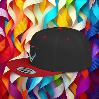 Rainbow Heart Flat Bill Snapback