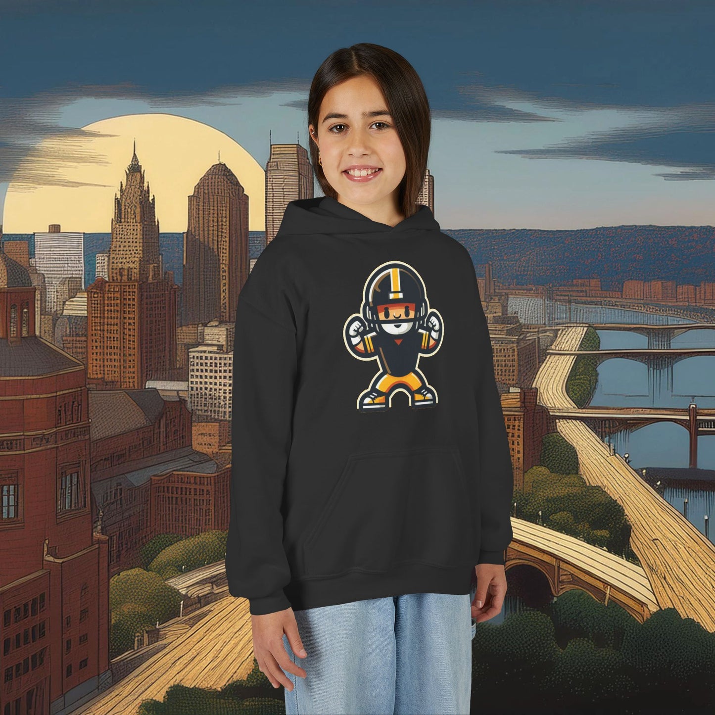 Mini Pittsburgh Football Player Youth Hoodie