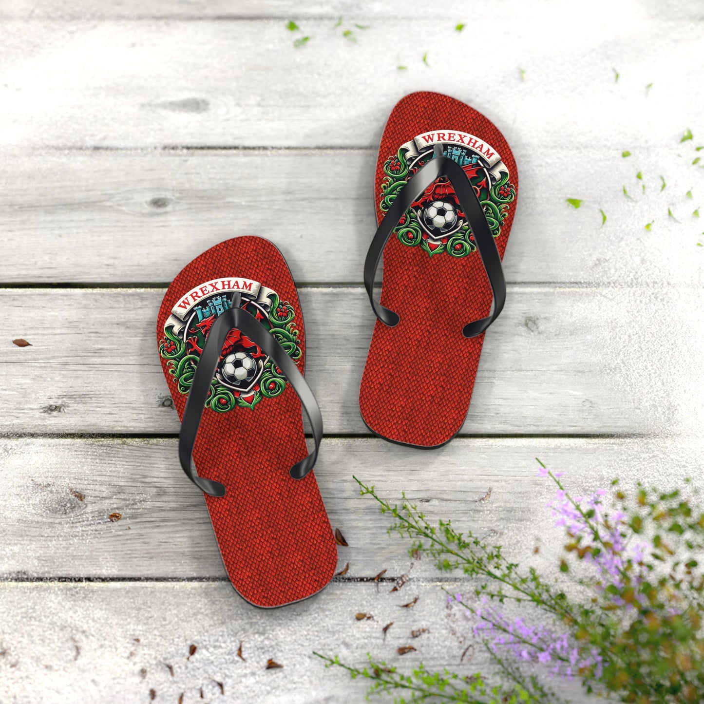 Wrexham Dragon Scale Flip Flops