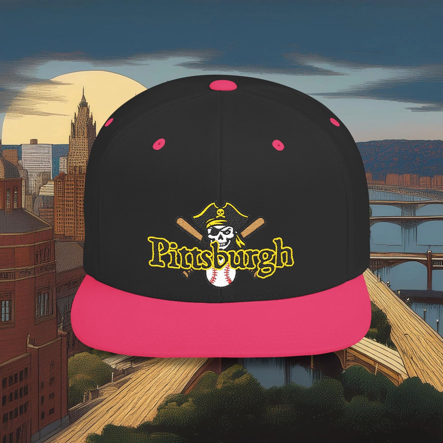 Pittsburgh Baseball Logo Flat Bill Snapback