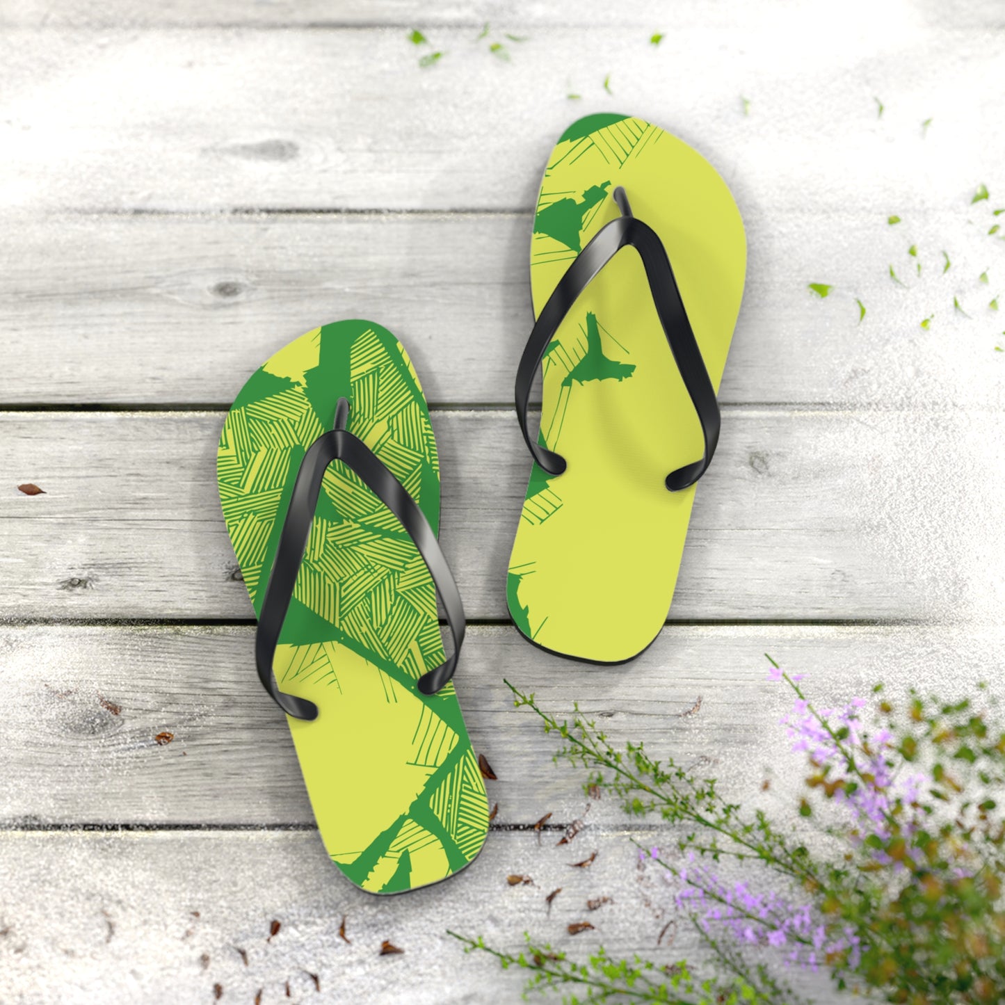 Electric Green and Gold Newcastle Flip Flops
