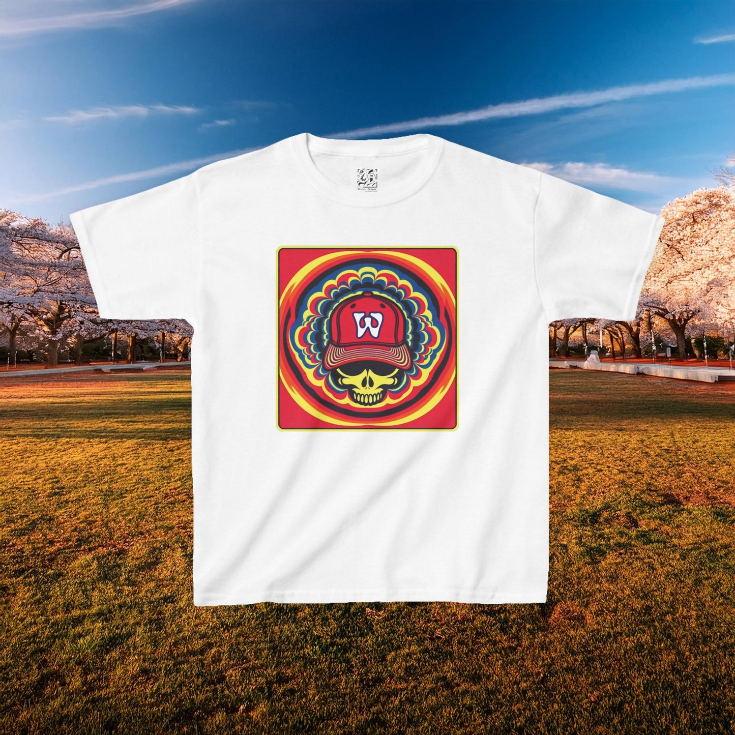 Psychedelic Funky W Skull Kids Tee