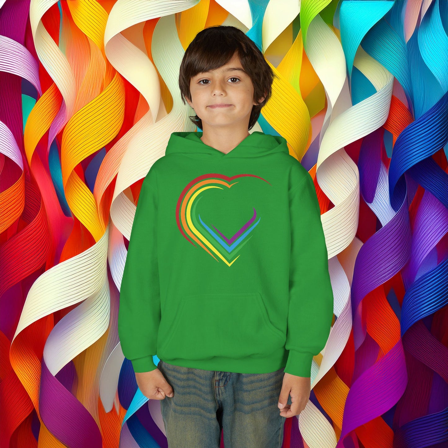 Rainbow Heart Youth Hoodie