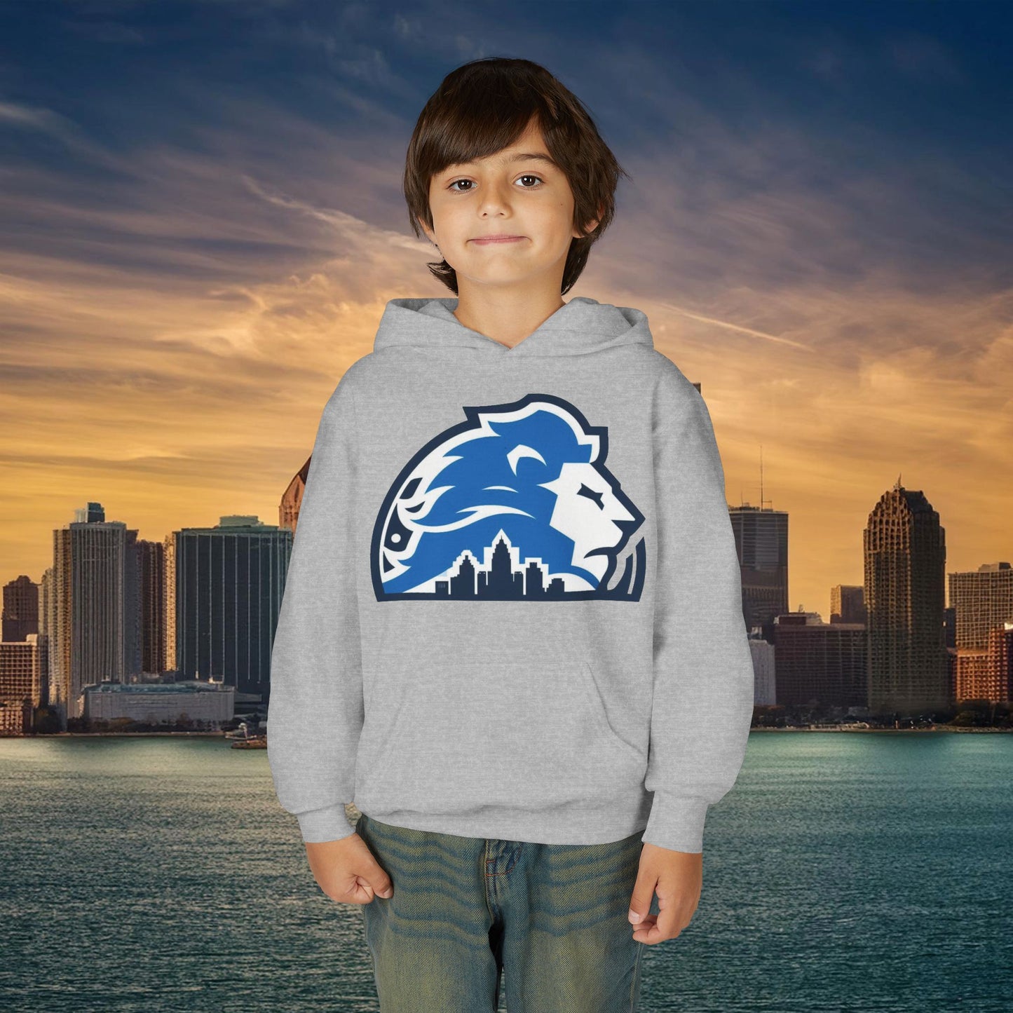 Detroit Football Skyline Youth Hoodie