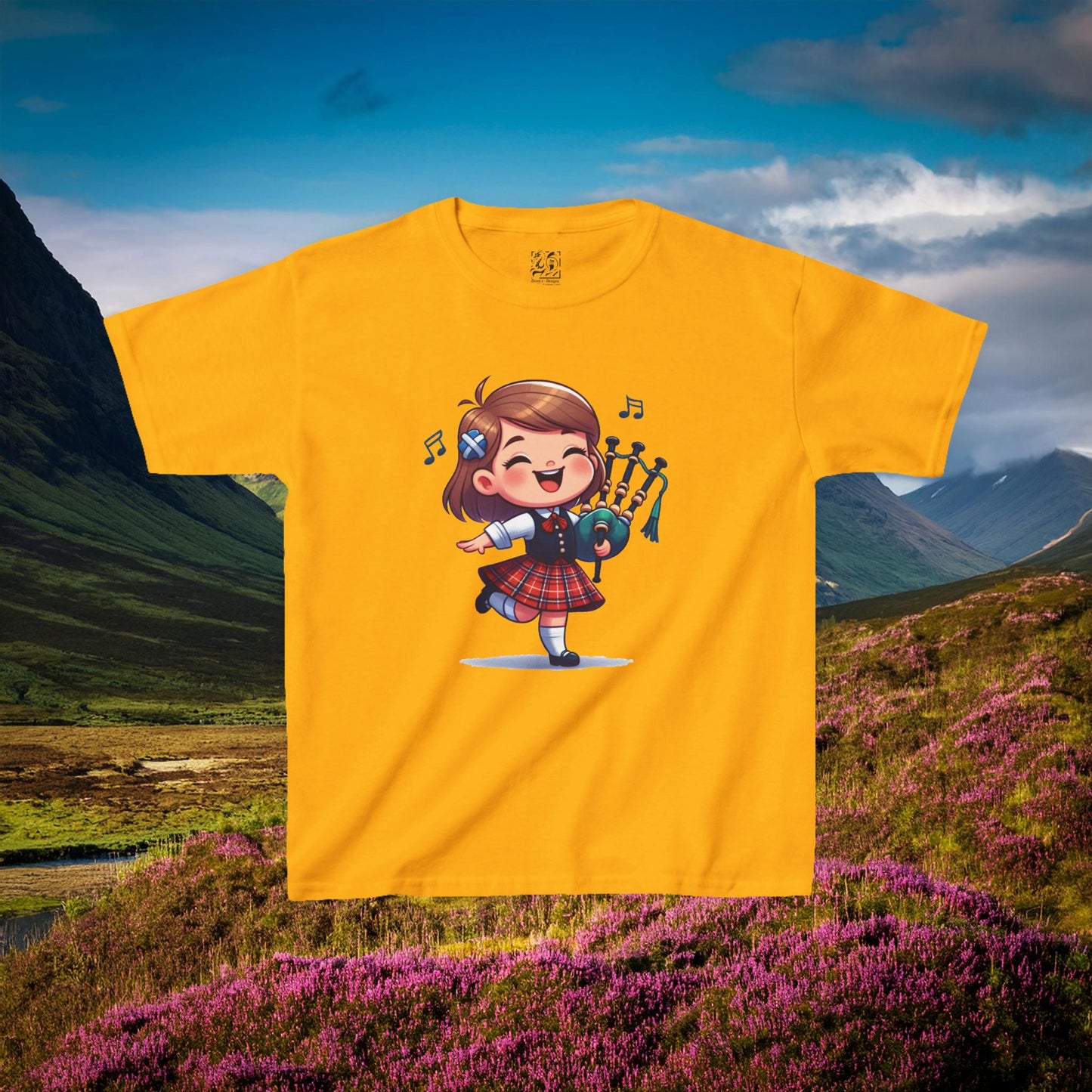 Scotland Piper Lassie Kids Tee