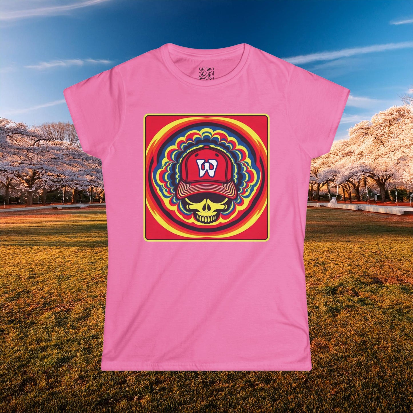 Psychedelic Funky W Skull Women's Softstyle Tee