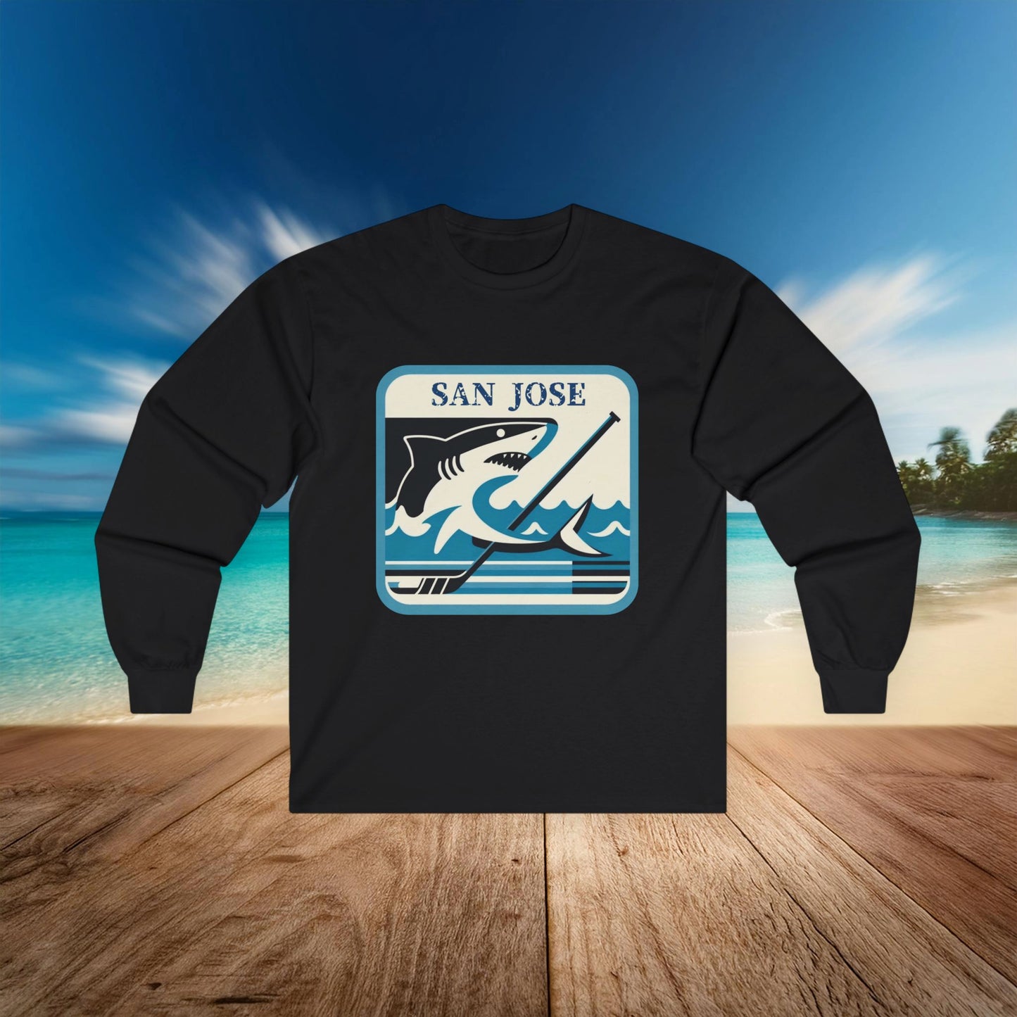 San Jose Hockey Retro Logo Long Sleeve Tee