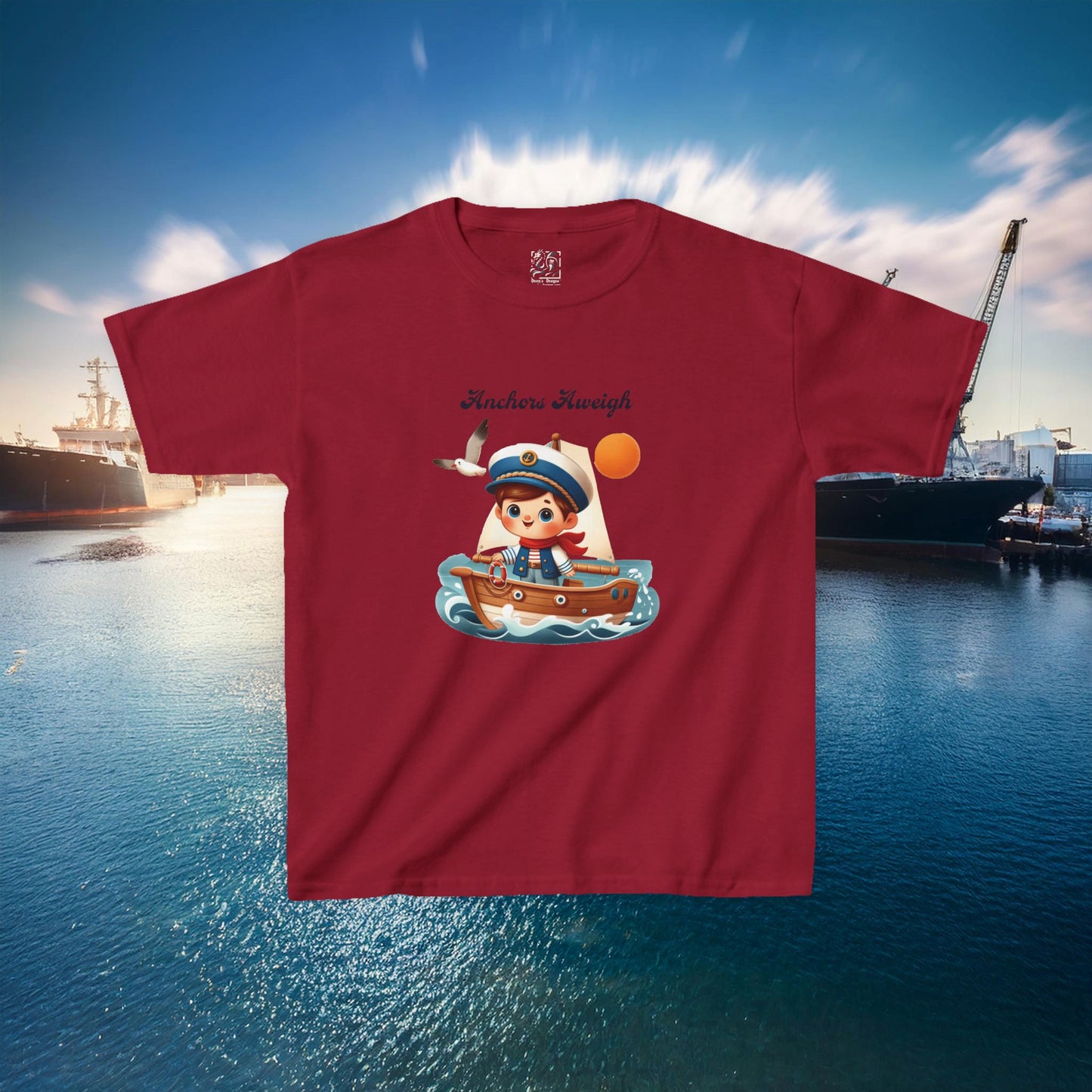 Navy Anchors Aweigh Kids Tee