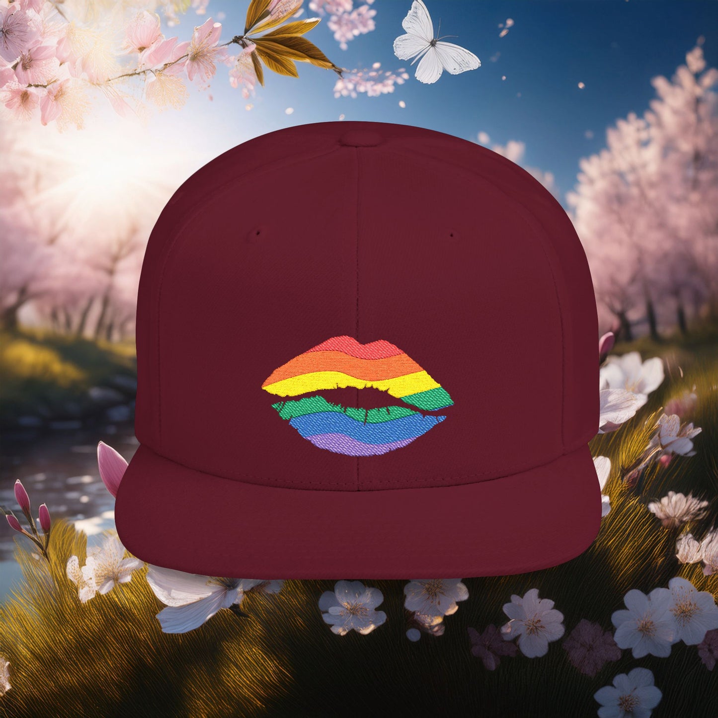 Rainbow Kiss Flat Bill Snapback