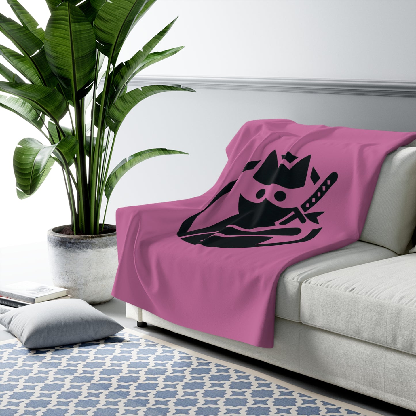 Ninja Cat Sherpa Fleece Blanket