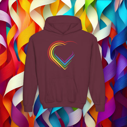 Rainbow Heart Youth Hoodie