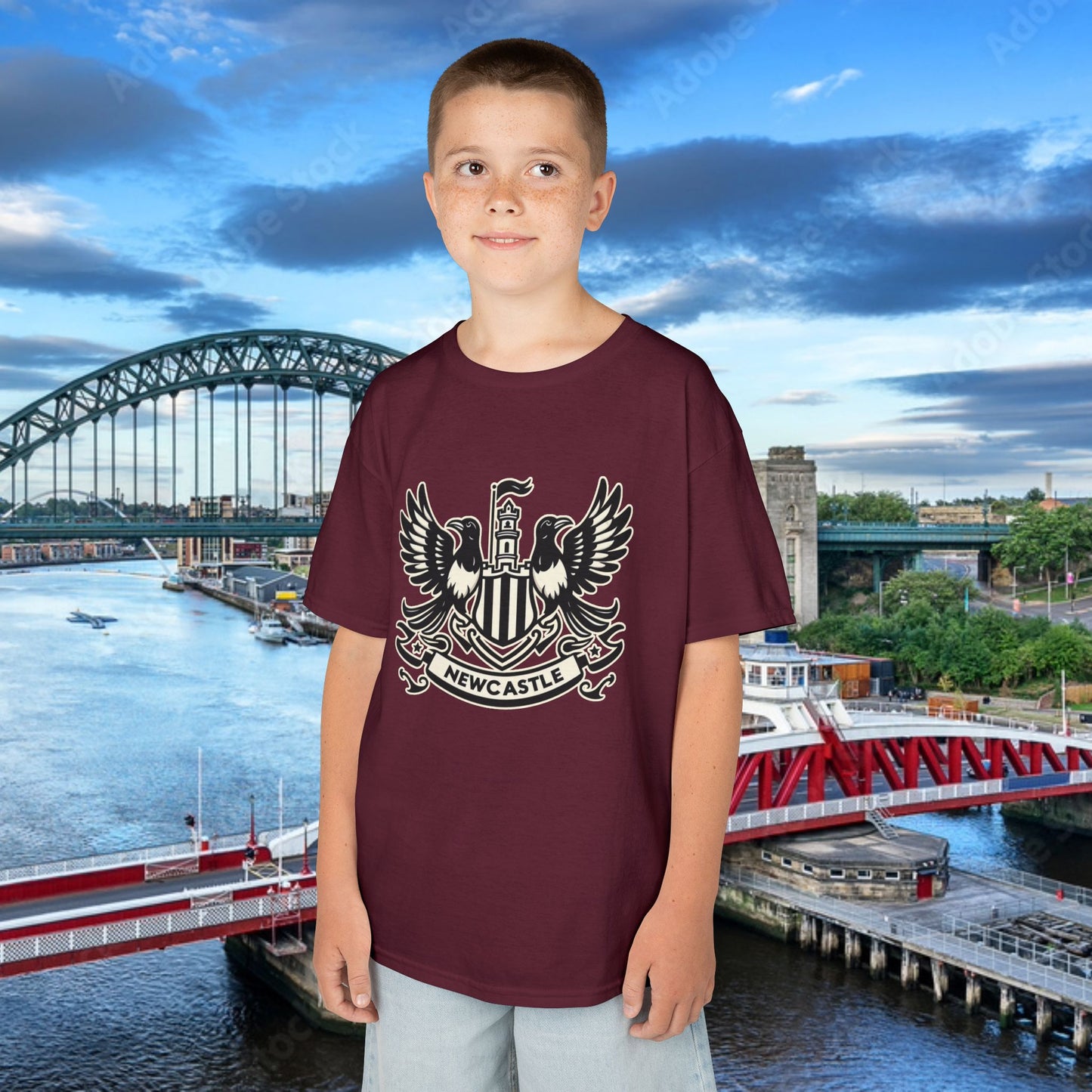 Newcastle United B&W Crest Kids Tee