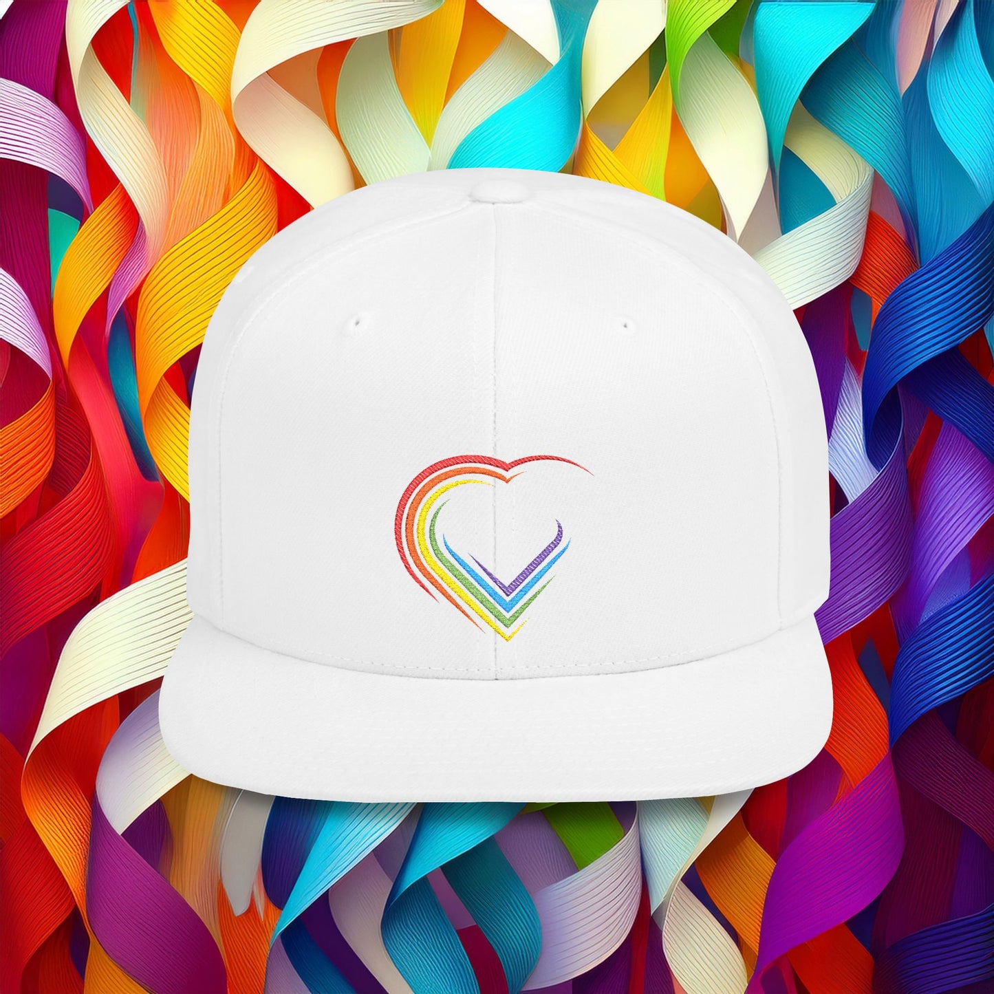 Rainbow Heart Flat Bill Snapback