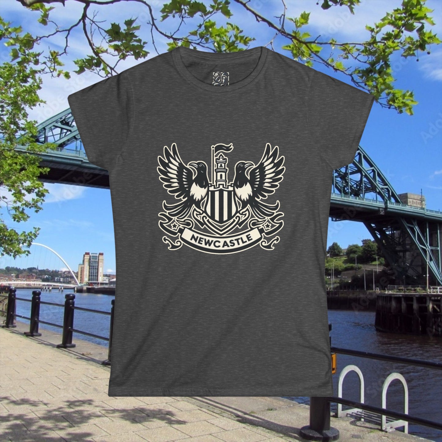 Newcastle United B&W Crest Women's Softstyle Tee