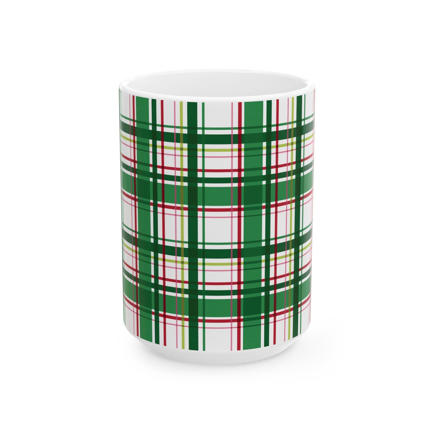 Green & Red Plaid Ceramic Mug (11oz/15oz)