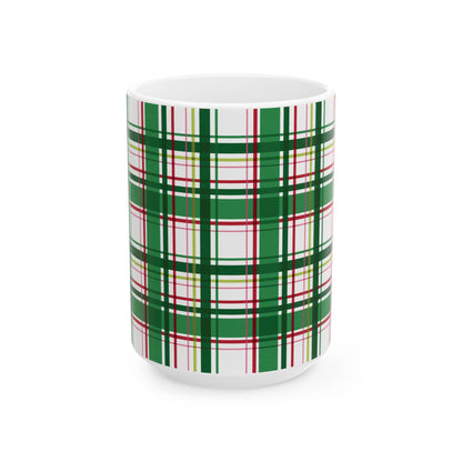 Green & Red Plaid Ceramic Mug (11oz/15oz)