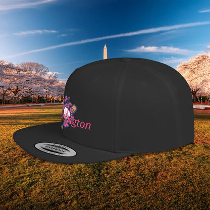 Washington Cherry Blossom Flat Bill Snapback