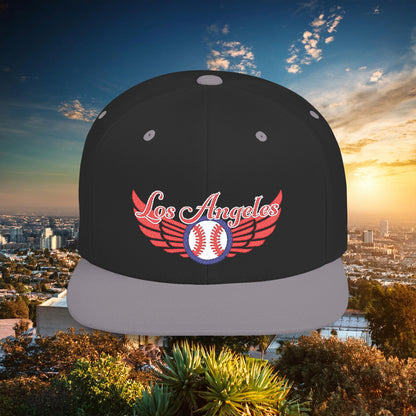 LA Baseball Wings Flat Bill Snapback Hat