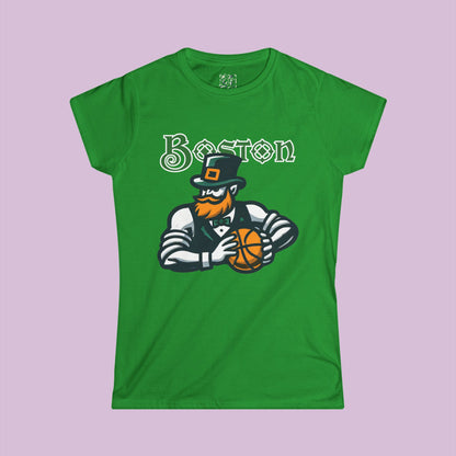 Boston Basketball Design Women's Softstyle Tee