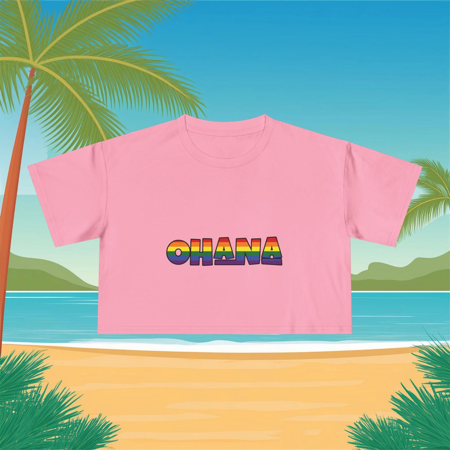 Rainbow Ohana Women's Crop Tee