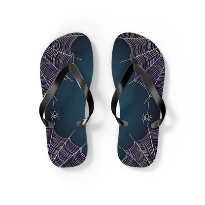 Blue Spider Web Flip Flops